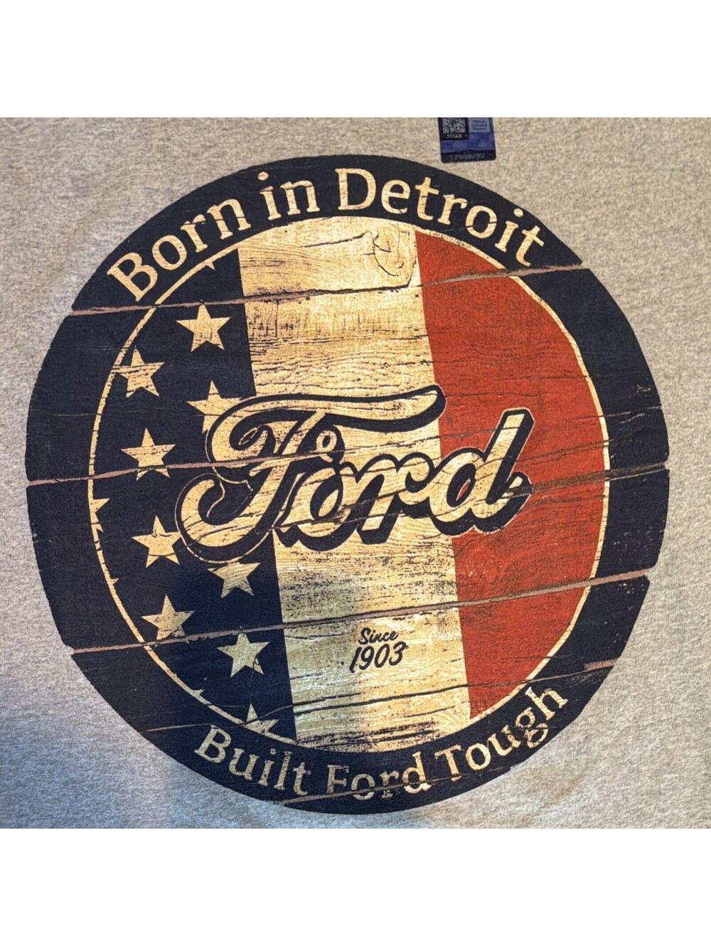 Ford Men’s XL Gray Crew Neck Short Sleeve Graphic T-Shirt Born in Detroit - Picture 3 of 4
